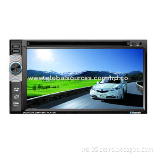 Radio automotive player, support DVD/CD, Bluetooth, rear view function, steel wheel control